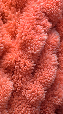 Orange and pink coral texture background. Close up. Top view.の素材