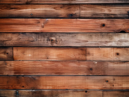 Old wooden background or texture. Wooden planks with knots and nail holesの素材
