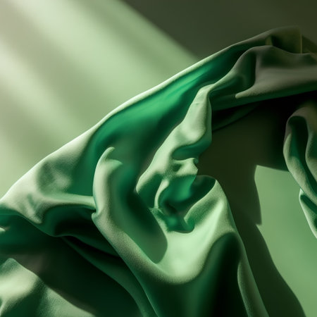 green satin background with some smooth lines in it (see portfolio for more in this series)の素材