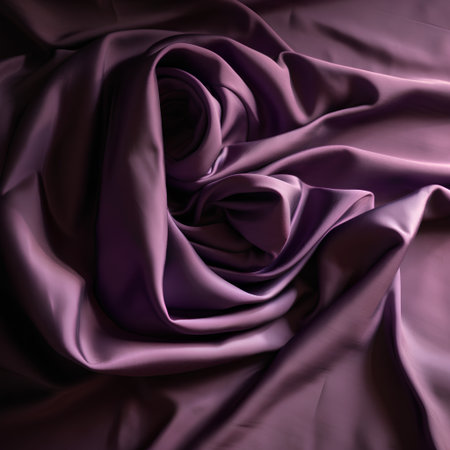 close up of rippled purple satin fabric background studio shotの素材