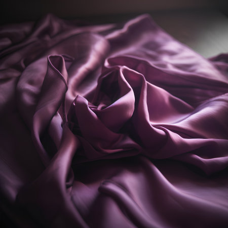 Purple satin fabric as background. Soft focus. Close up.の素材