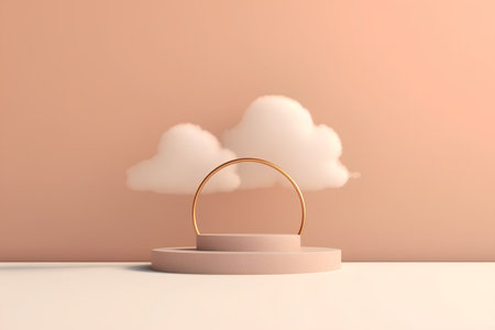 3d render, abstract minimal geometric forms. Glossy podium for product presentation, mock upの素材