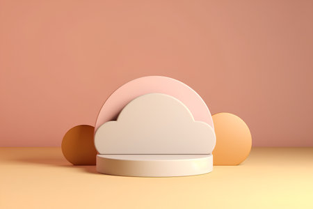 Minimalist abstract background, primitive geometrical figures, pastel colors, 3d renderの素材