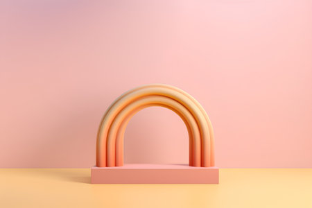 Minimalist abstract background, primitive geometrical figures, pastel colors, 3d renderの素材