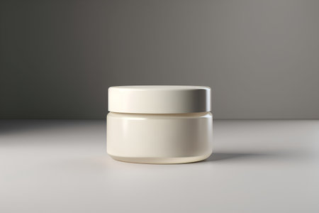 Cosmetic cream jar mockup on gray background. 3d renderingの素材