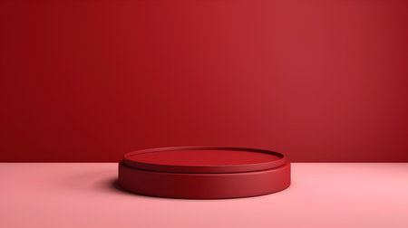 Abstract minimal scene with red podium. Award ceremony concept. 3d renderの素材