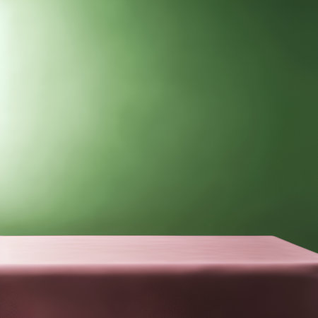 Empty podium on green background. Mock up, 3D Renderingの素材