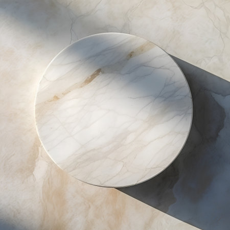 3d render of a marble plate on a marble background with shadowsの素材