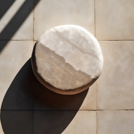 Stone podium on the background of the shadow of the sun. 3d renderingの素材