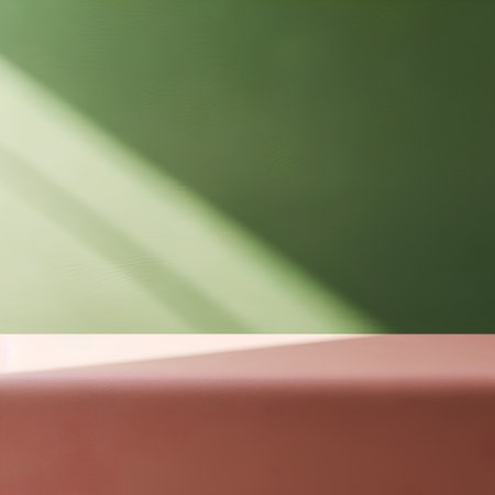 Empty table and green wall background. Mock up, 3D Renderingの素材