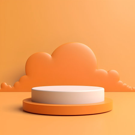 Abstract minimal scene with orange podium. 3d render, 3d illustrationの素材