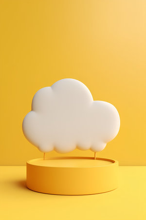 Abstract minimal scene with podium and cloud. 3d render, 3d illustrationの素材