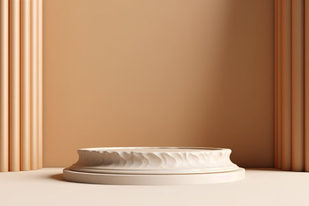 3d render of abstract minimal geometric forms. Glossy luxury podium for your design.の素材