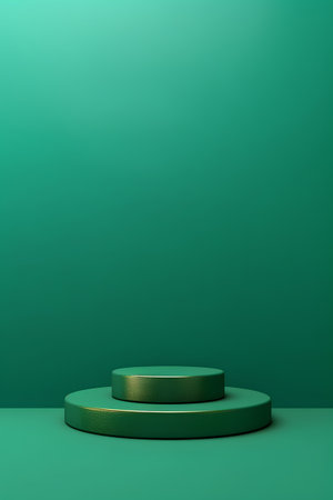 Abstract background. Green podium for your design. 3d render.の素材