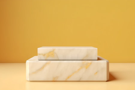 3d render of abstract geometric forms. Glossy marble podium for product presentation.の素材