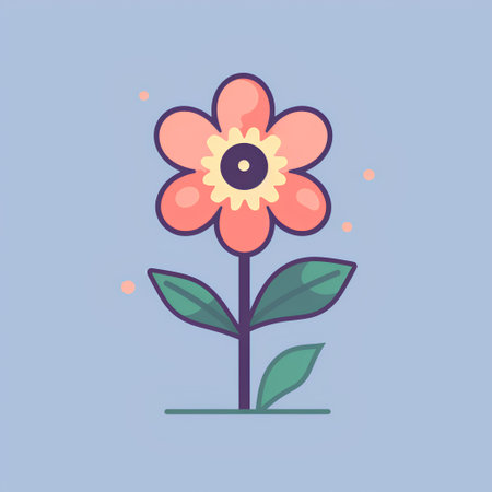 Flower icon. Vector illustration in flat style. Floral design element.の素材