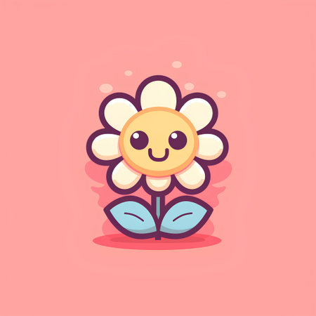 Cute flower character. Vector illustration in cartoon style. Isolated on white background.の素材
