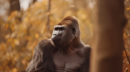 Portrait of a western lowland gorilla (gorilla gorilla gorilla gorilla)の素材