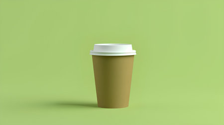 Coffee cup mockup on green background. 3d renderingの素材