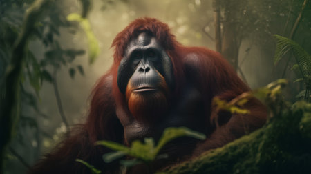 Orangutan in the rainforest. Wildlife scene from nature.の素材