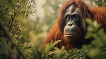 Orangutan in the jungle, Portrait of an orangutanの素材