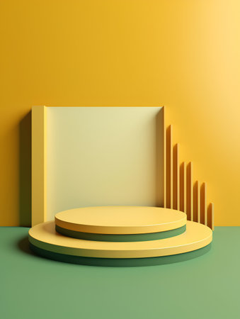 Abstract minimal scene with yellow podium, mock up for design presentation. 3d renderの素材