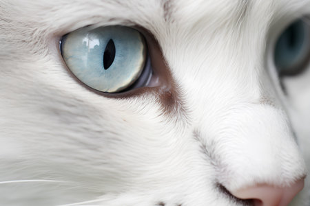 Close-up of the blue eye of a white cat. Macroの素材