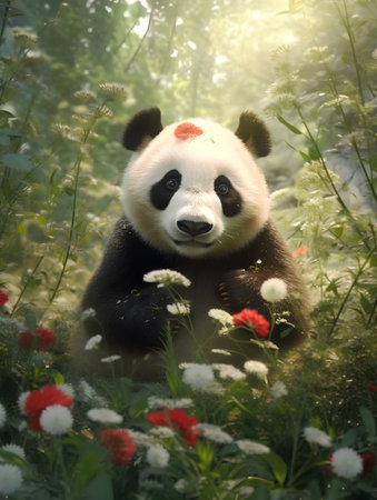 Panda bear in the forest, Chengdu, Sichuan Provinceの素材