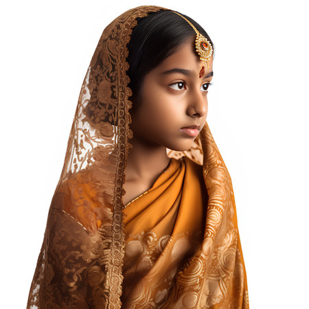 Portrait of a beautiful indian woman wearing traditional sari.の素材