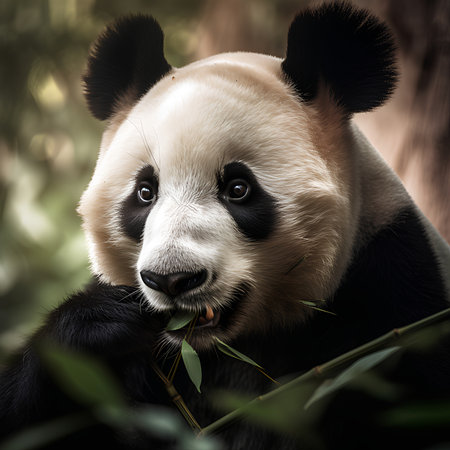 Portrait of a giant panda bear (Ailuropoda melanoleuca)の素材