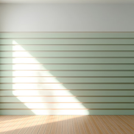 Empty room with wooden floor and light from window. 3D renderingの素材