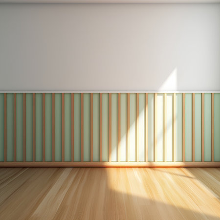 Empty room with wall and wooden floor. 3d render illustration.の素材