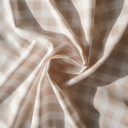 Texture, background, pattern. The fabric is transparent, beige and brown, with a checkered pattern.の素材