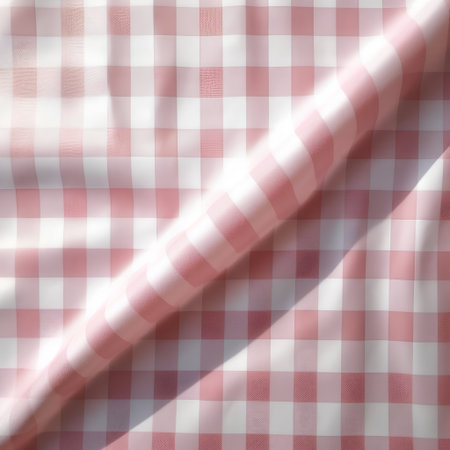 Red and white checkered tablecloth as a background or textureの素材
