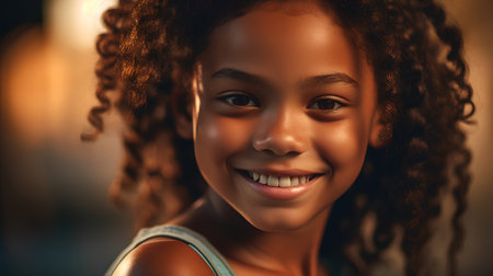 Portrait of a beautiful young african american woman smiling.の素材