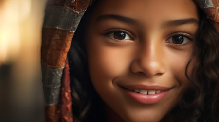 Closeup portrait of a beautiful young african american woman smilingの素材