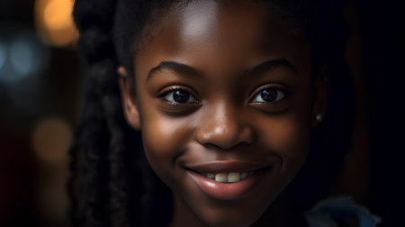 Portrait of a beautiful african american woman smiling at the cameraの素材