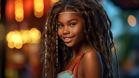 Beautiful african american woman with dreadlocks hairstyle.の素材