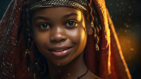 Portrait of a beautiful african american girl with dreadlocks.の素材