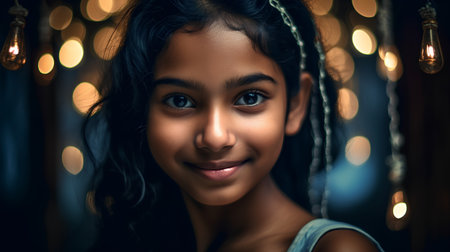 Portrait of a beautiful young woman looking at camera and smiling.の素材