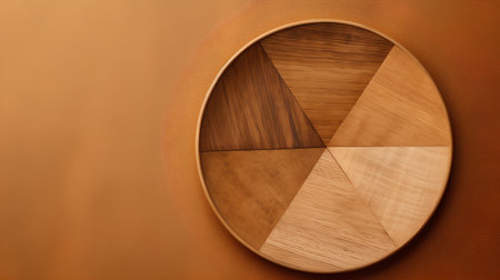 3d rendering of a circle made of wood on a leather backgroundの素材