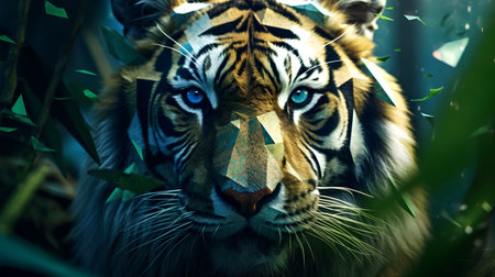 Siberian tiger in the jungle. Wildlife scene. 3d renderingの素材