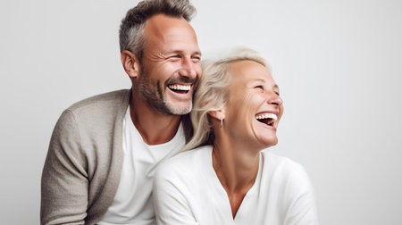 Portrait of a happy mature couple laughing and looking at each otherの素材