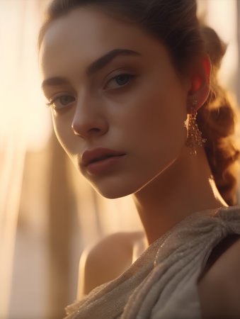 Portrait of a beautiful young woman with evening make-up.の素材