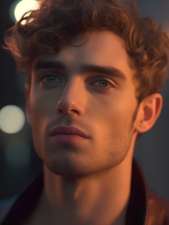 Portrait of a handsome young man. Men's beauty, fashion.の素材