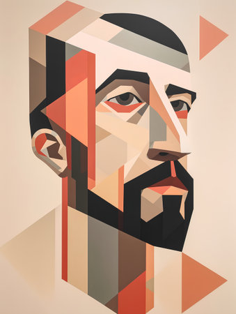 Abstract portrait of a man with a beard and mustache. Vector illustrationの素材