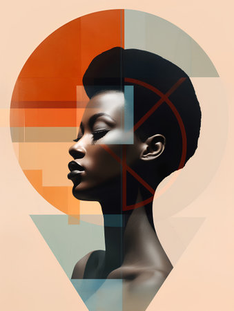 Fashion portrait of a beautiful African American woman with modern hairstyle.の素材