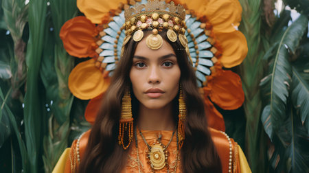 Portrait of a beautiful young woman in a traditional indian costumeの素材