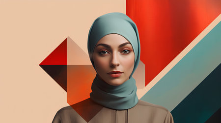 Portrait of a beautiful muslim woman in hijab looking at cameraの素材