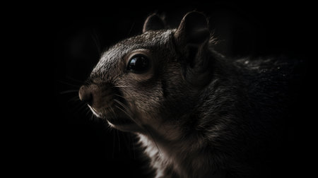 Portrait of a grey squirrel on a dark background. Toned.の素材
